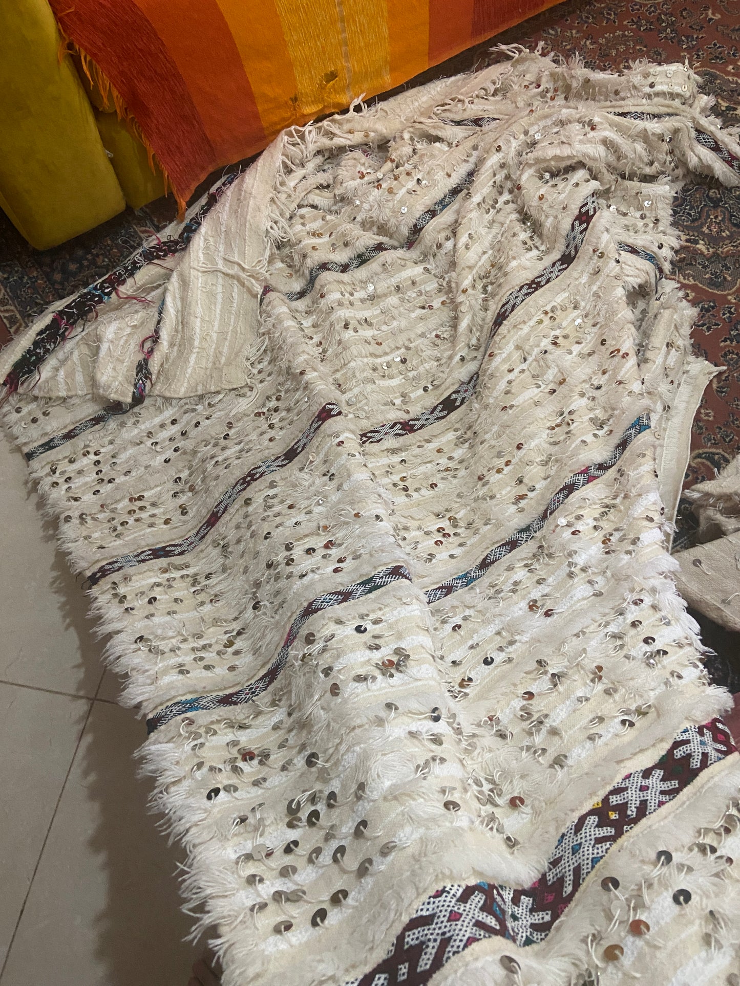 Moroccan Berber Wedding Blanket with Sequins