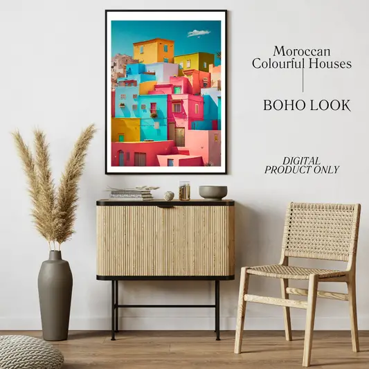 Moroccan Colourful Houses Wall Art Prints