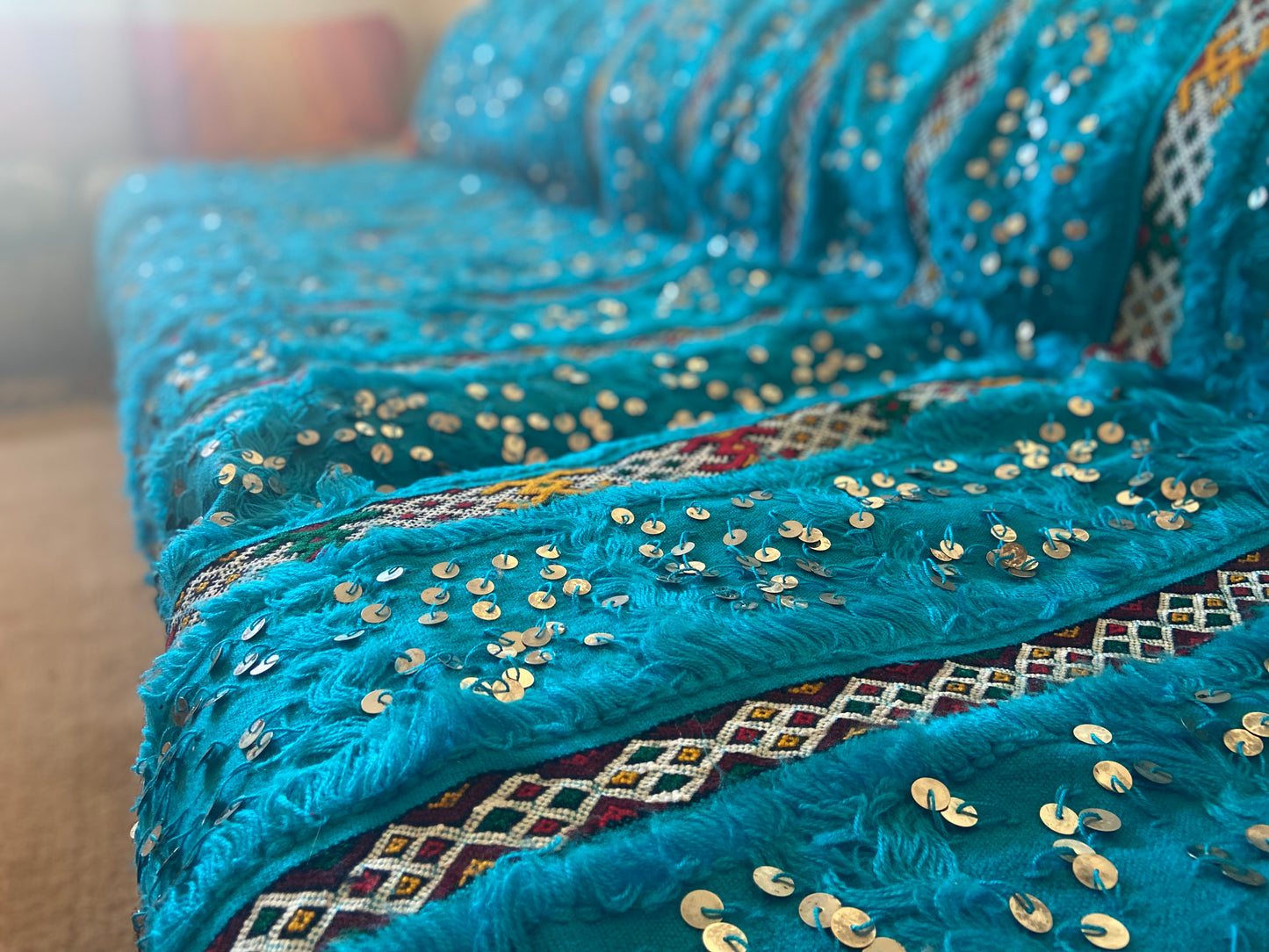 Blue Bizara Berber wedding blanket