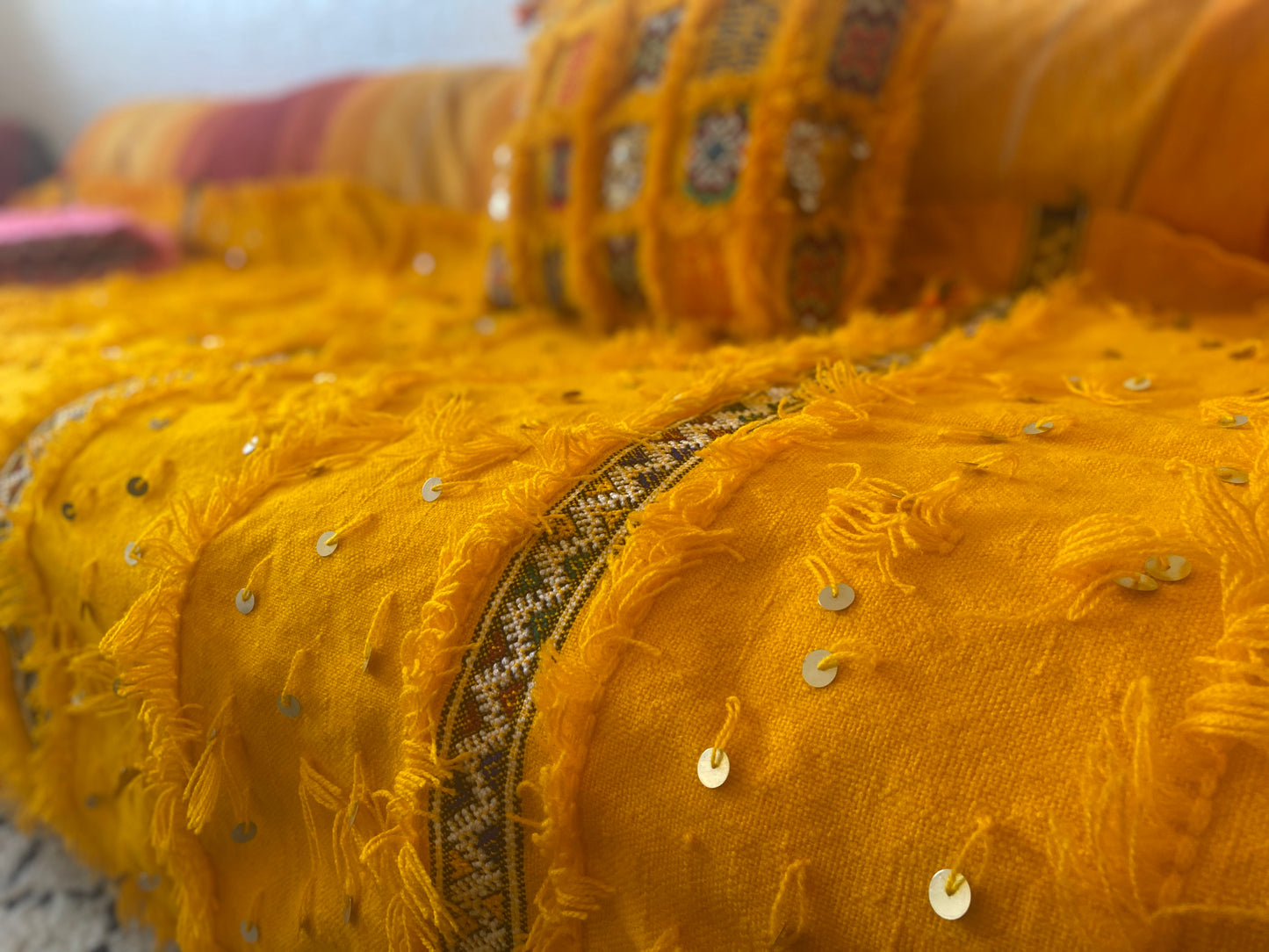 Yellow Bizara Berber wedding blanket