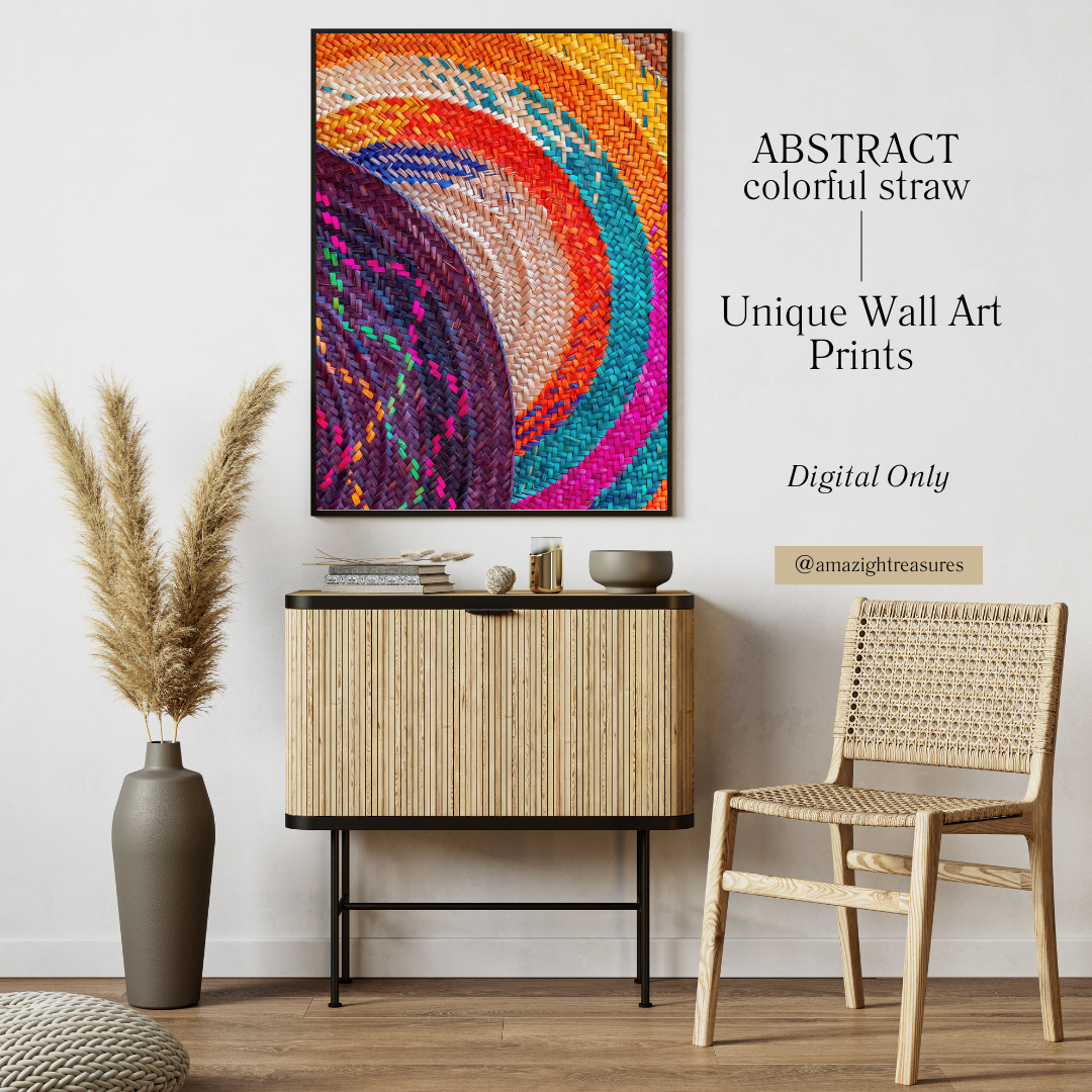 Abstract Colourful Straw Fall Wall Art