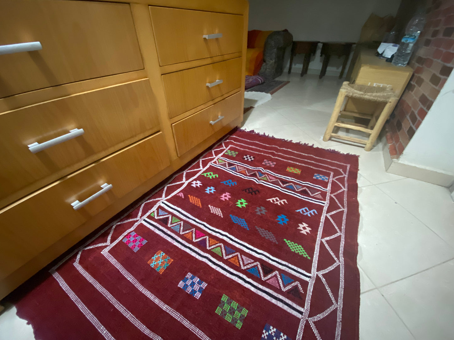 Red Soft Cactus silk Berber rug