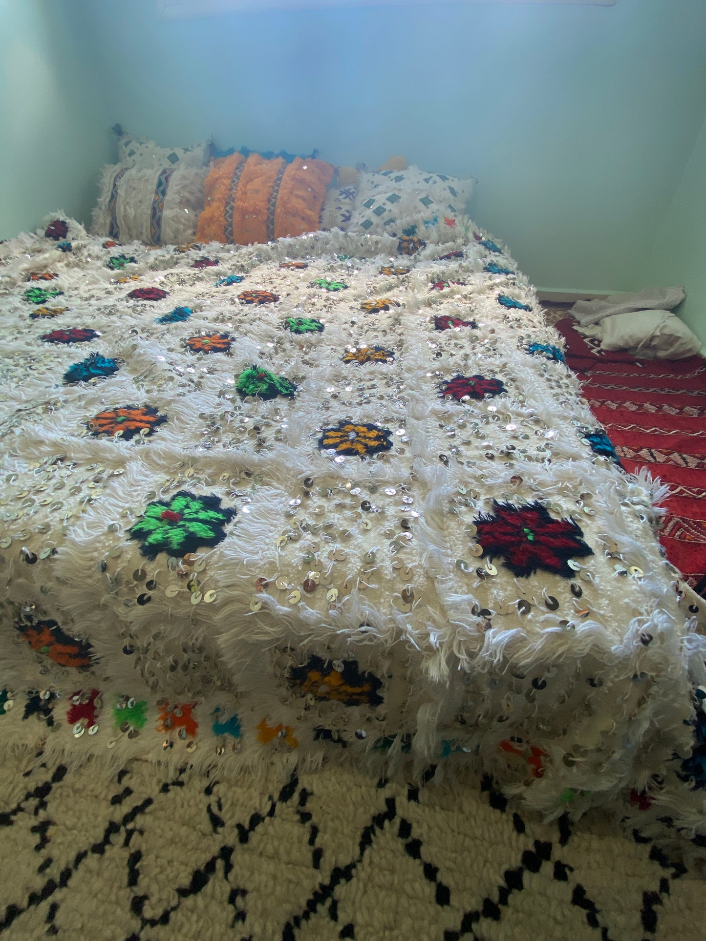 Moroccan Vintage  mizara Berber wedding blanket