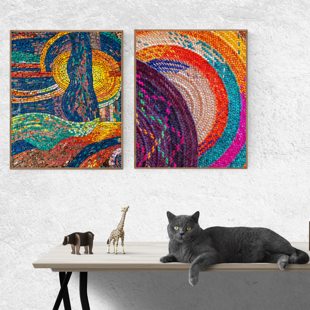 Abstract Colourful Straw Fall Wall Art