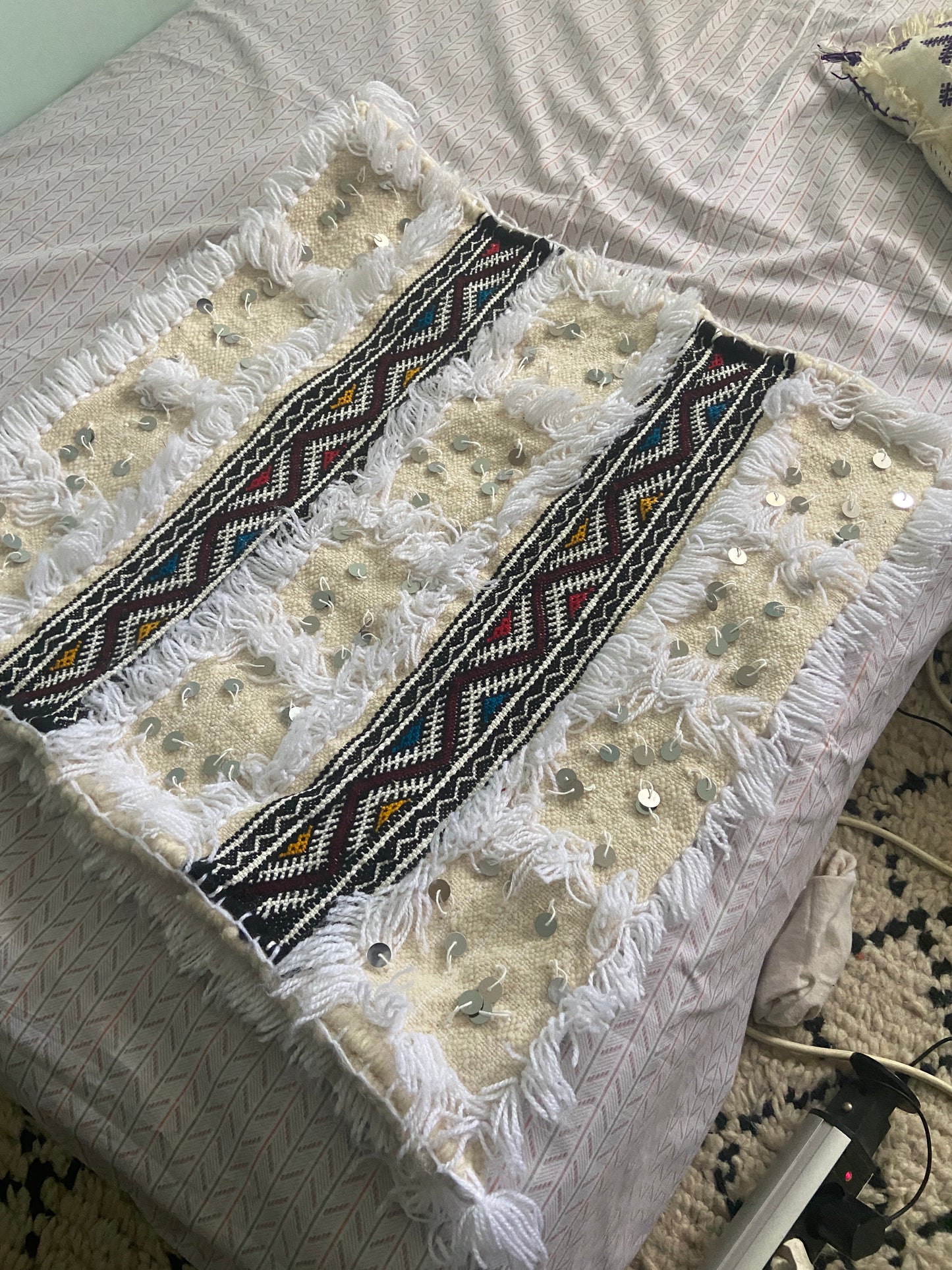 Moroccan Berber Wedding Blanket with Sequins