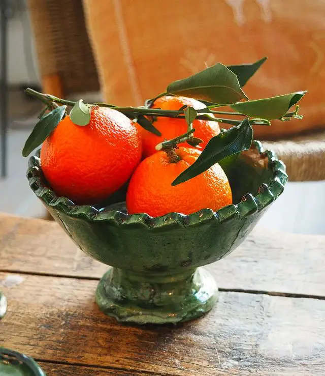 Moroccan Vintage Tamegroute Green Fruit Bowl with Jagged Edge