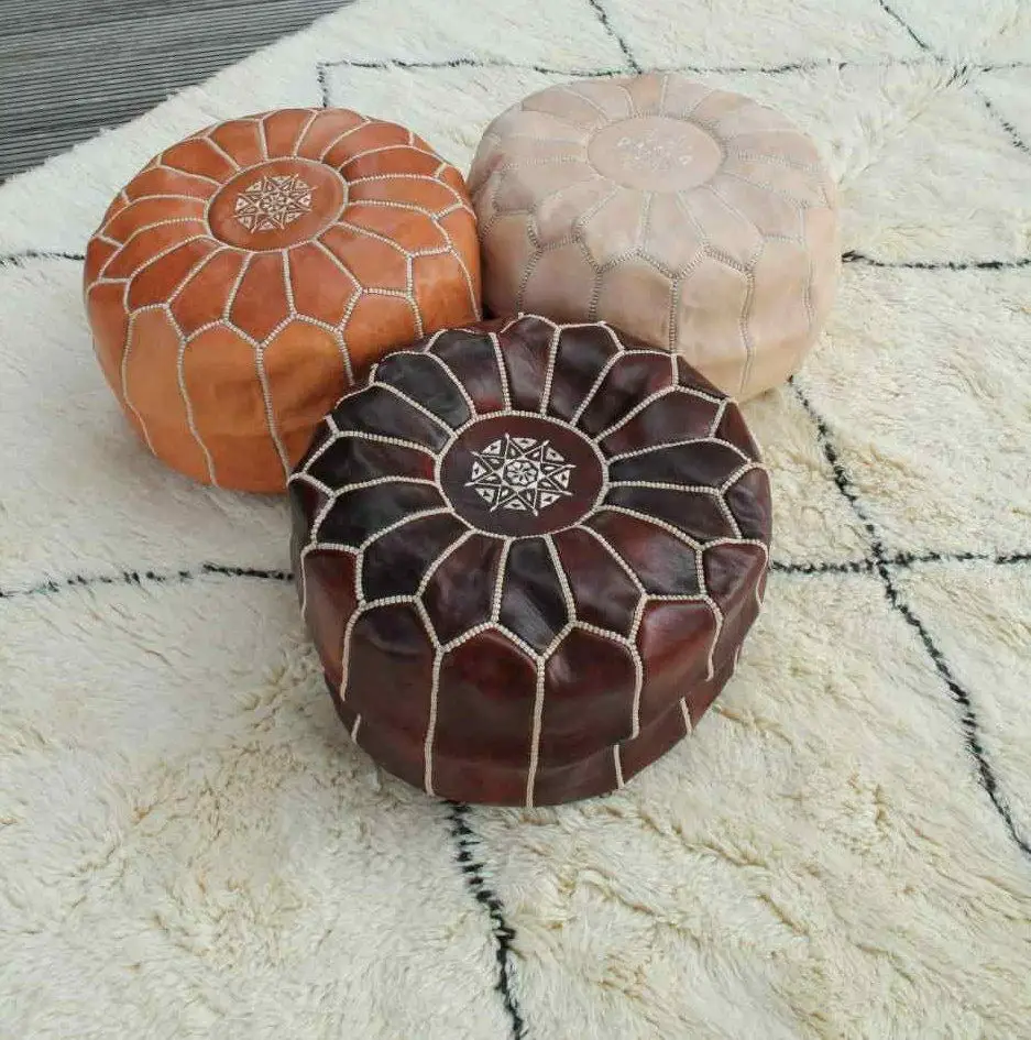 Moroccan Leather Pouf