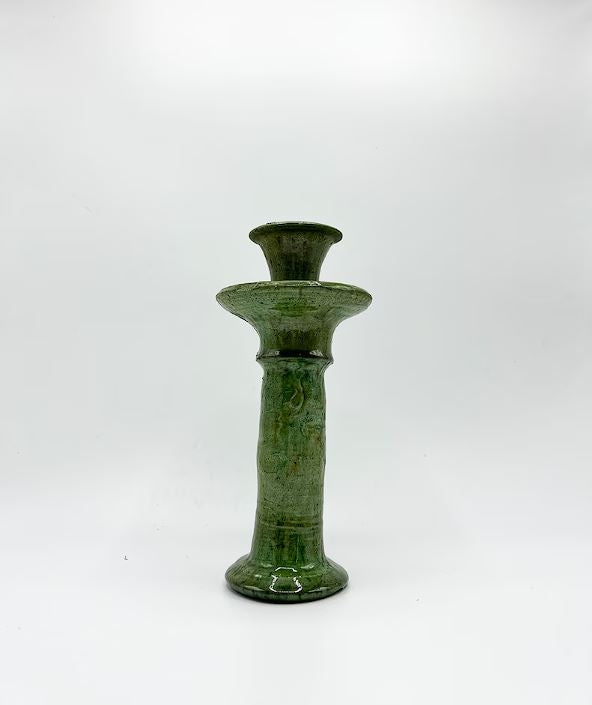 Set of 3 Moroccan Vintage Tamegroute Shaded Green Candlestick Holder