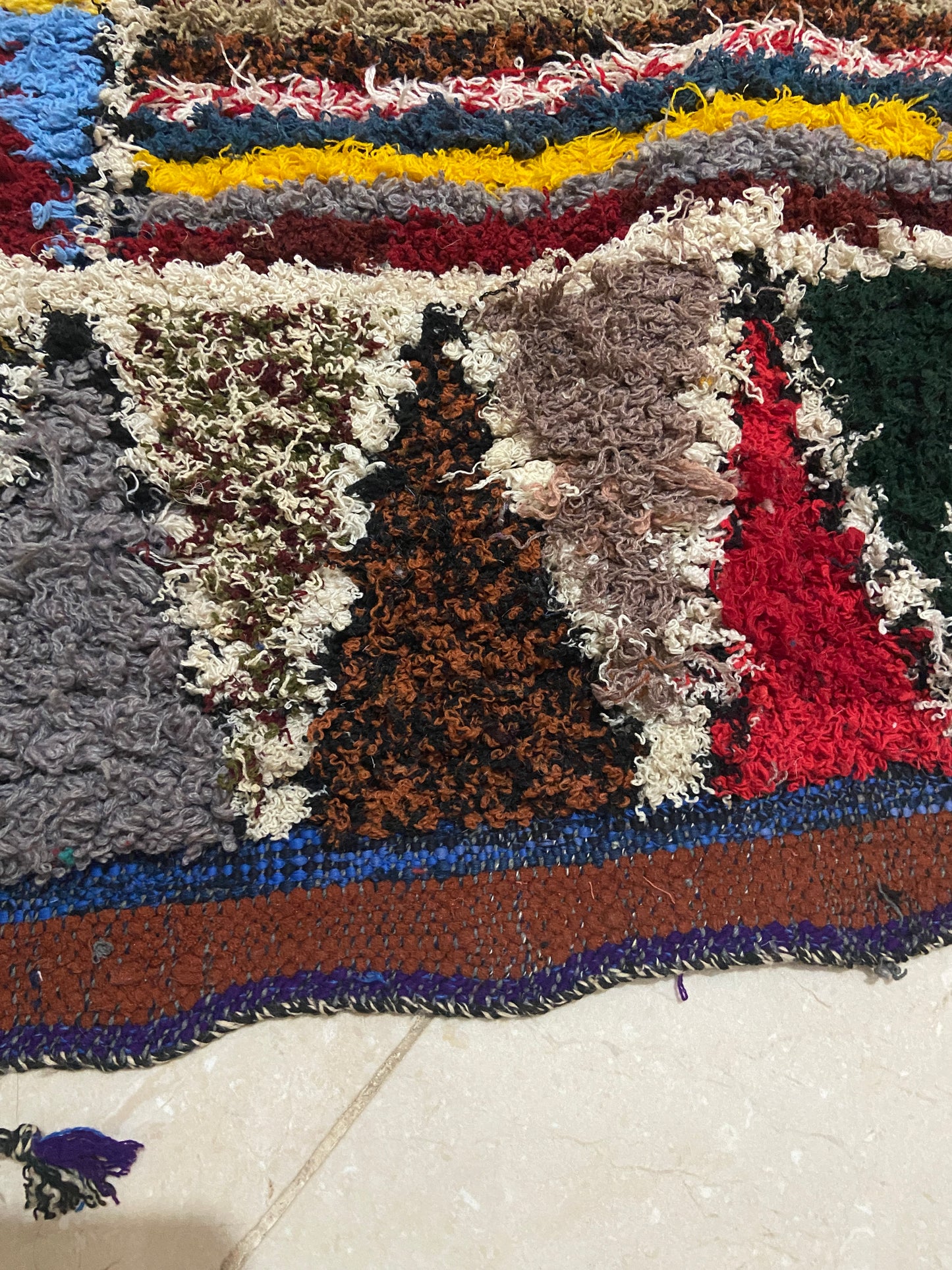 One of a kind Colourful Berber Boucherouite rug