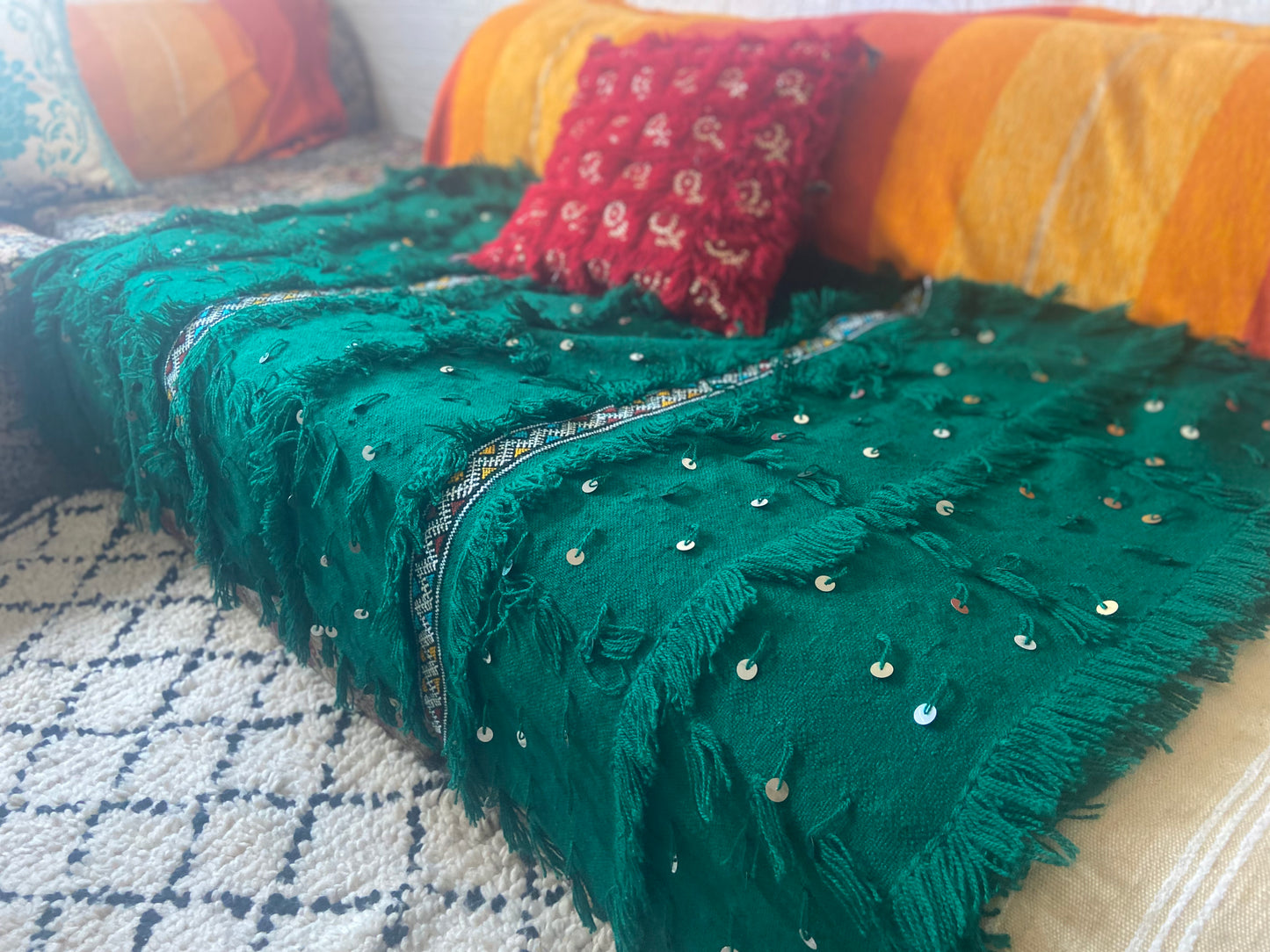 Green Bizara Berber wedding blanket