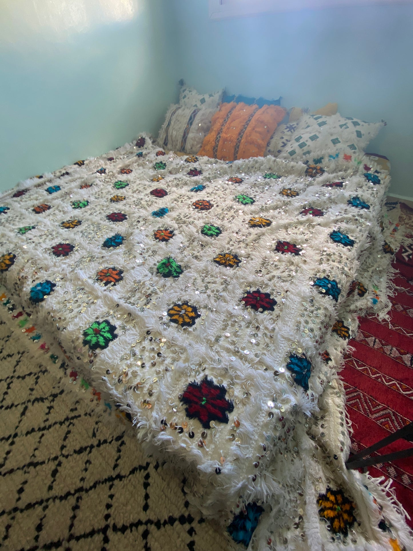 Moroccan Vintage  mizara Berber wedding blanket