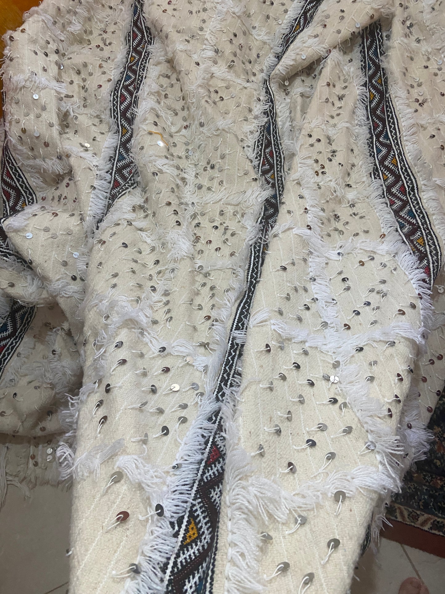 Moroccan Berber Wedding Blanket with Sequins