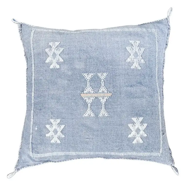 Moroccan Silver Cactus Silk Pillow cover