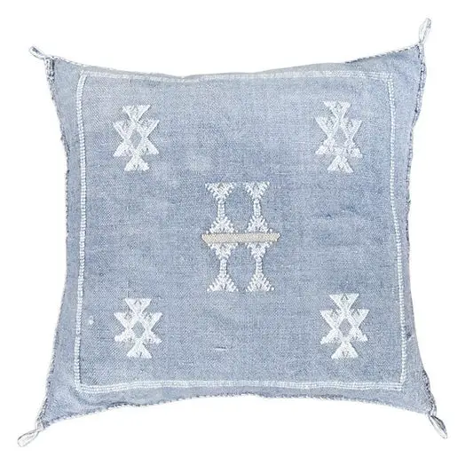 Moroccan Silver Cactus Silk Pillow cover