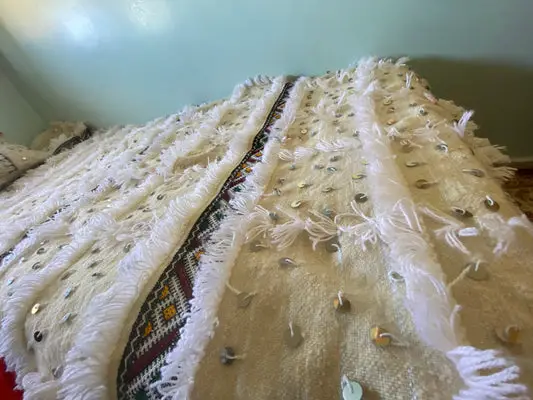 Moroccan Berber Wedding Blanket with Sequins