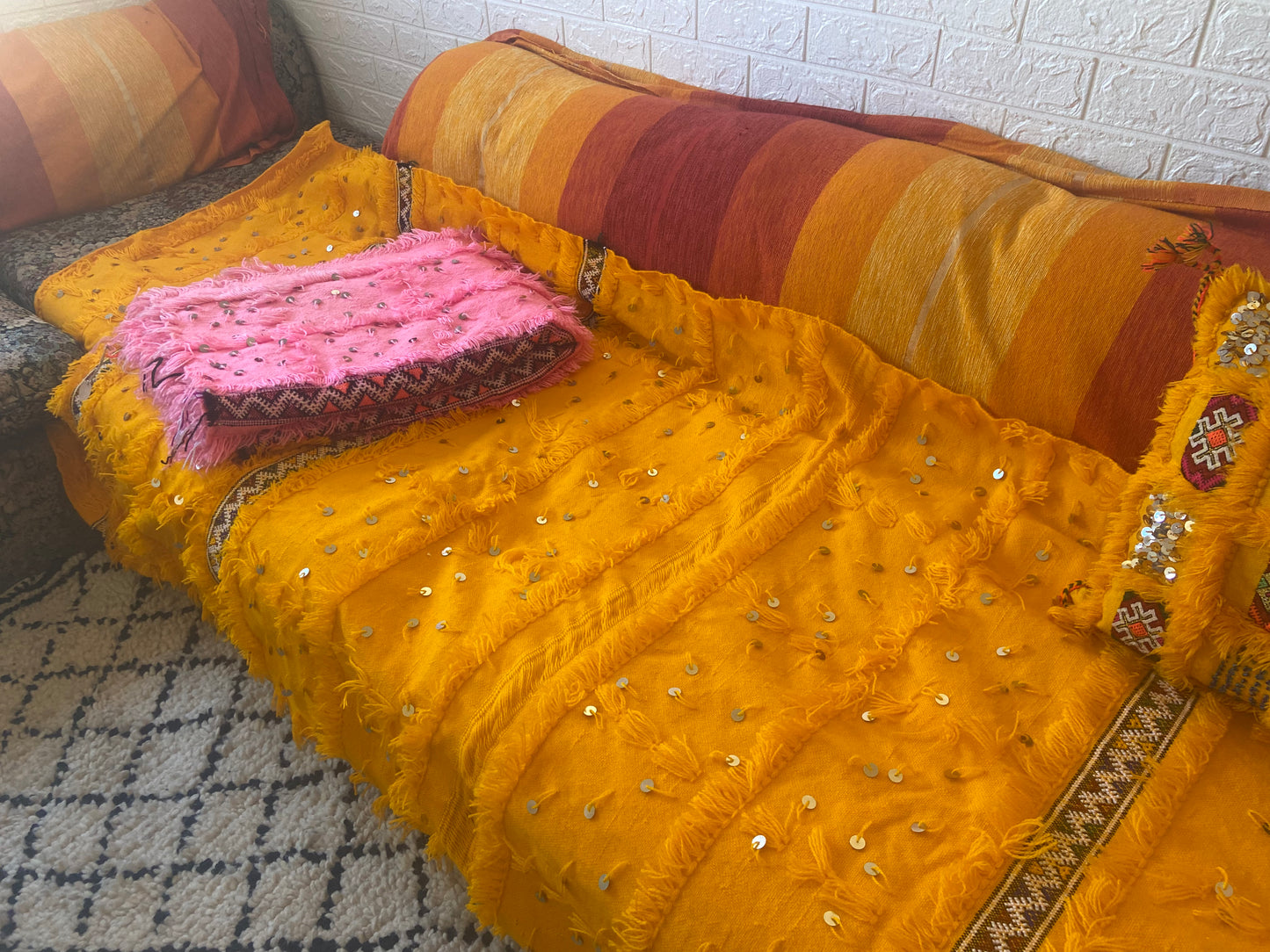 Yellow Bizara Berber wedding blanket