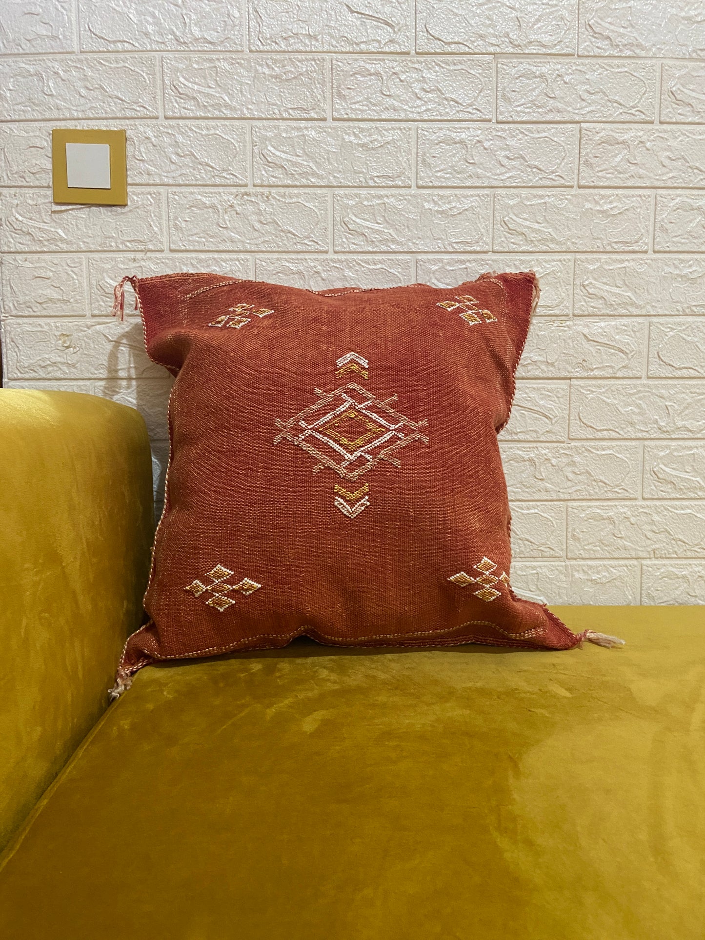 Moroccan Brown Cactus Silk Pillow cover -Autumn Vibes