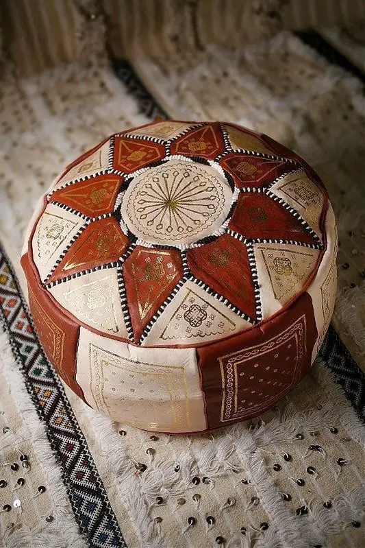 Fez Moroccan Leather Pouf