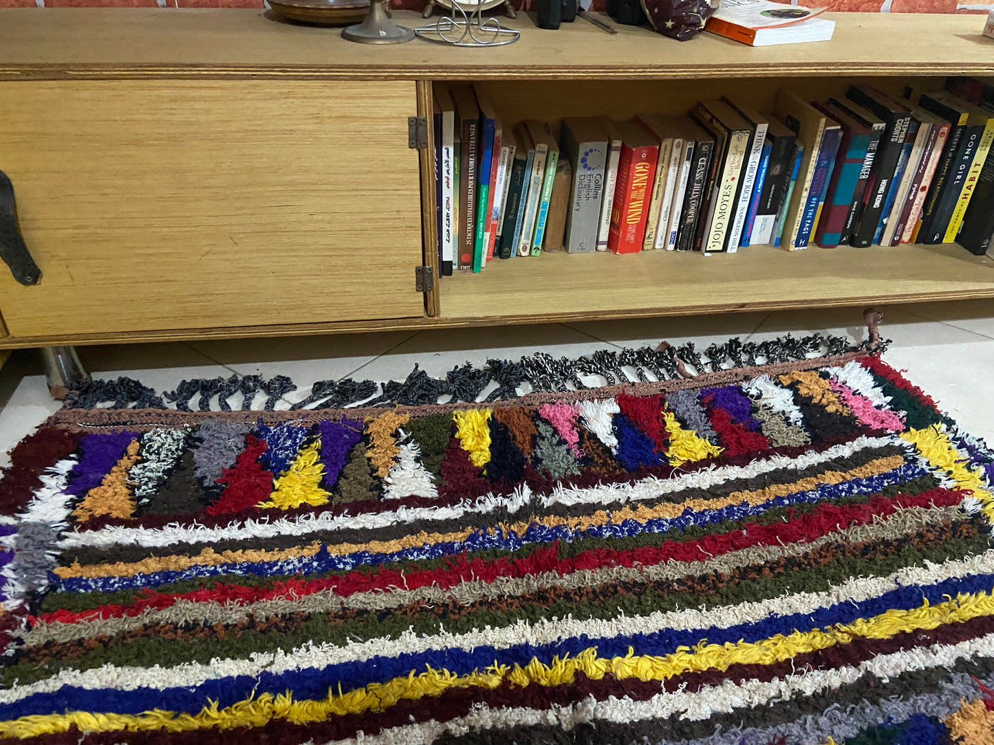 One of a kind Colourful Berber Boucherouite rug