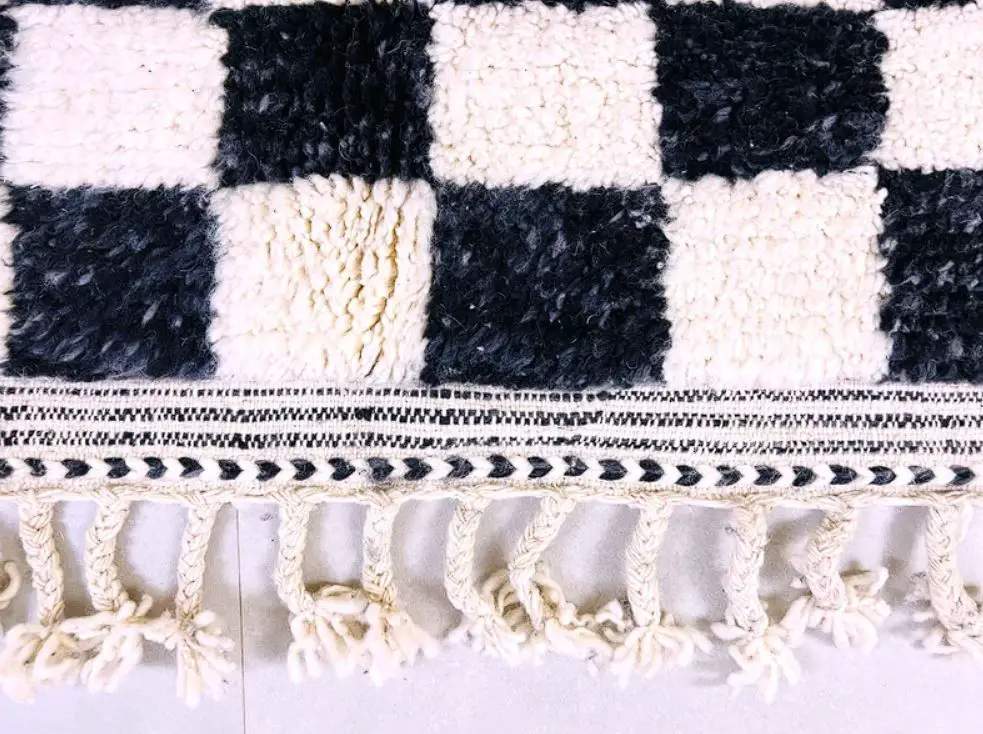 Moroccan Black and white Berber checkered Rug