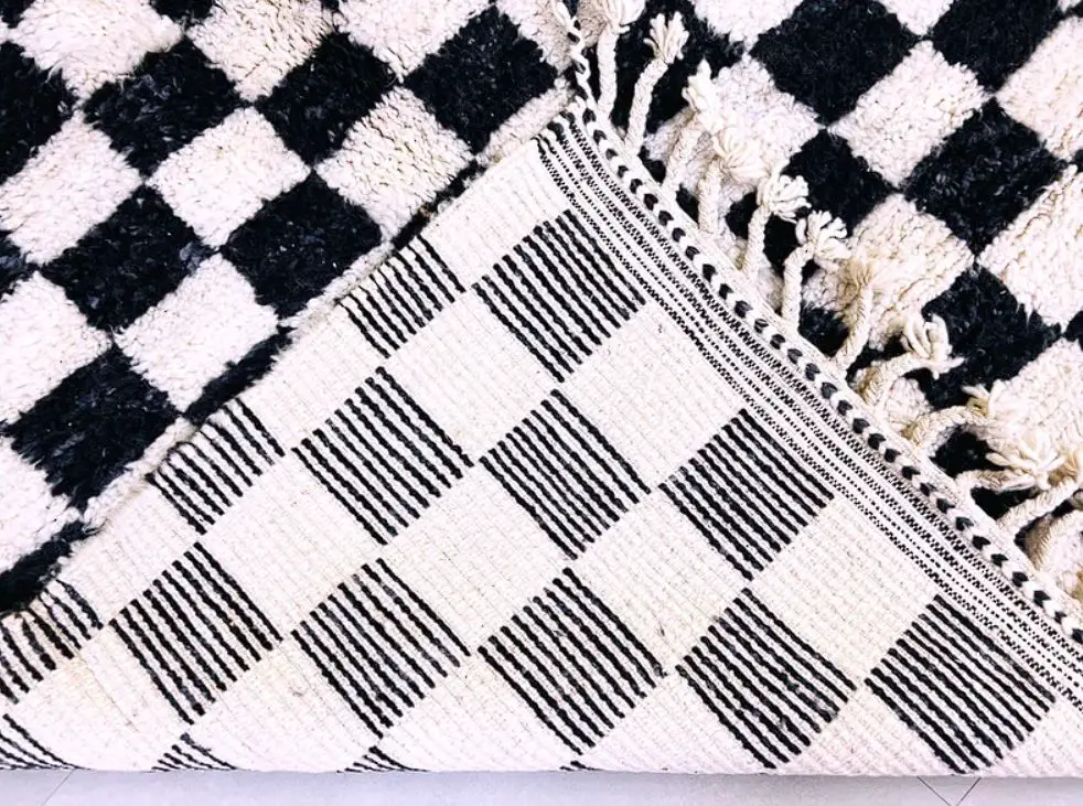 Moroccan Black and white Berber checkered Rug