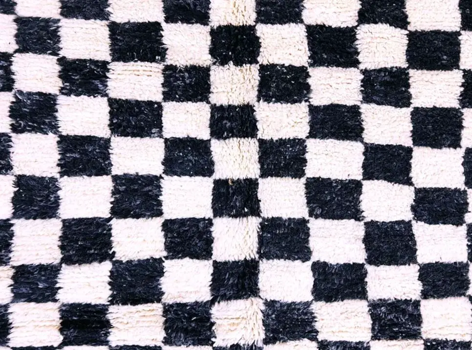 Moroccan Black and white Berber checkered Rug