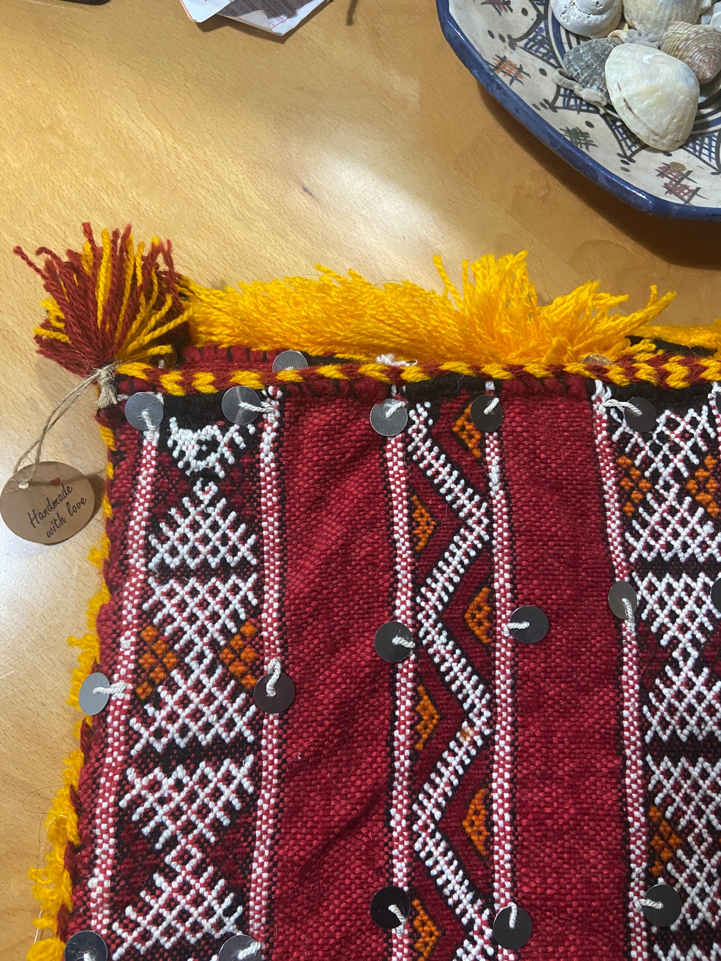 Burgundy Sequins Kilim Pillow