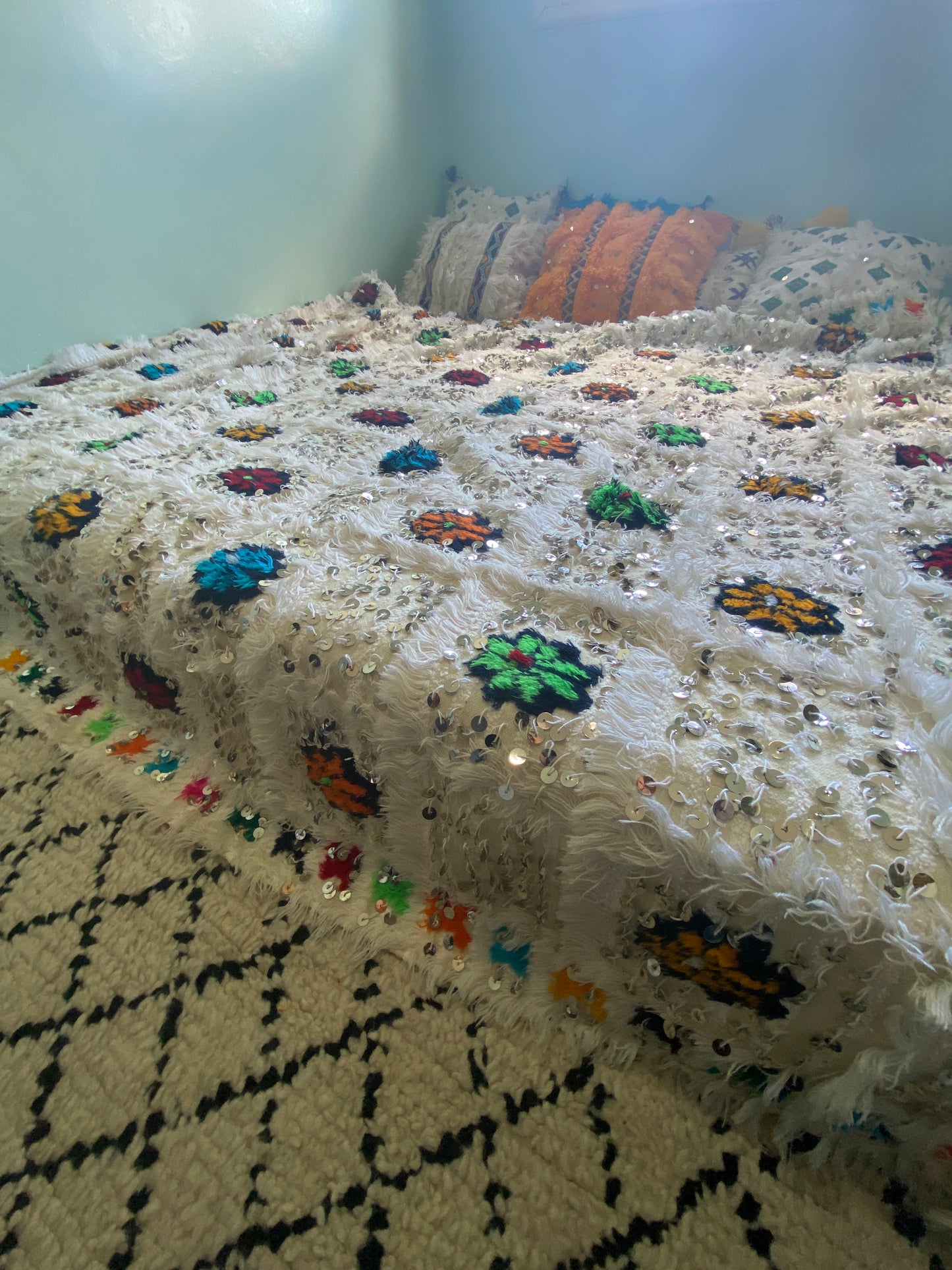 Moroccan Vintage  mizara Berber wedding blanket