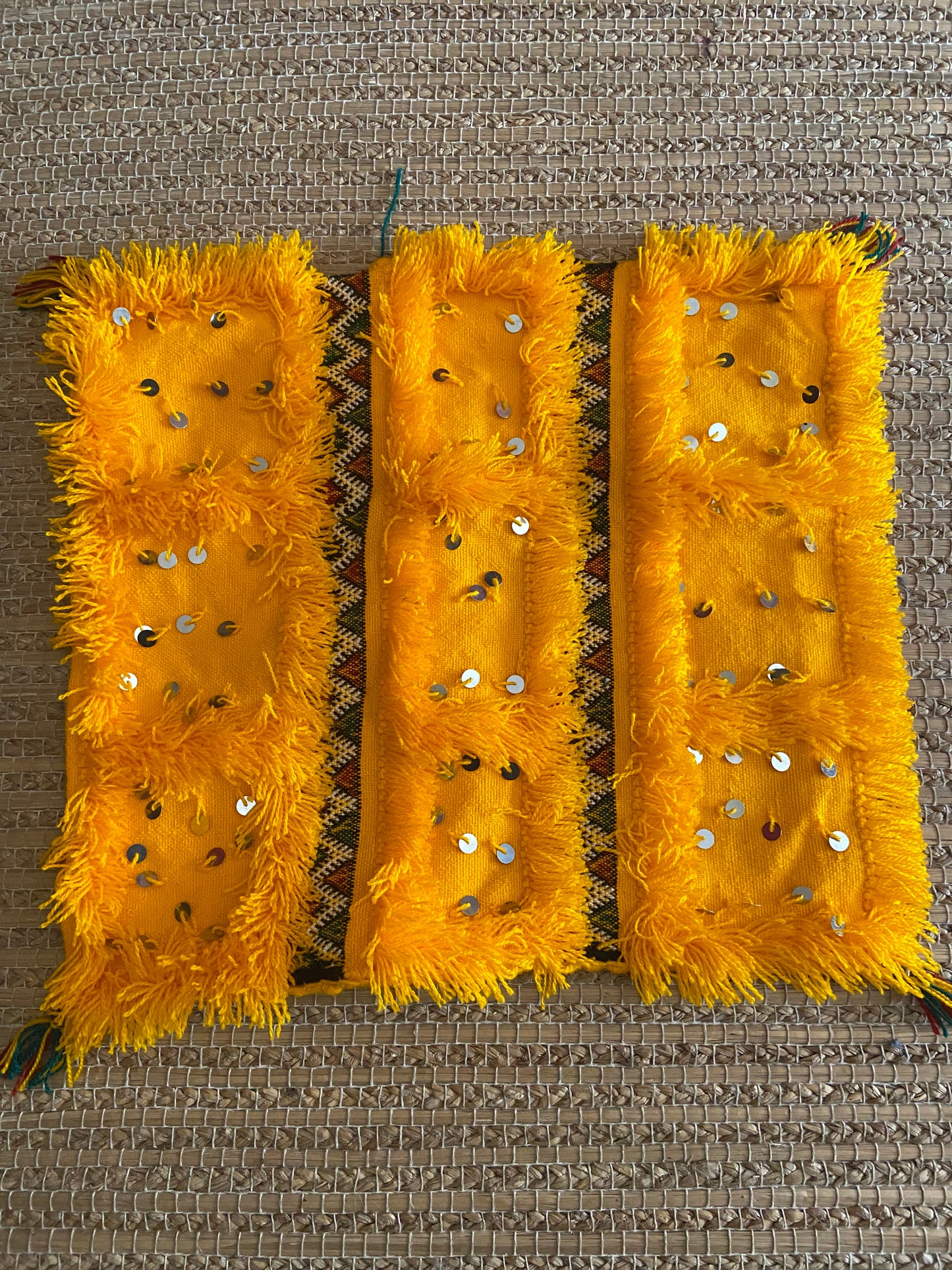 Moroccan Yellow Handira Mozoon Pillow