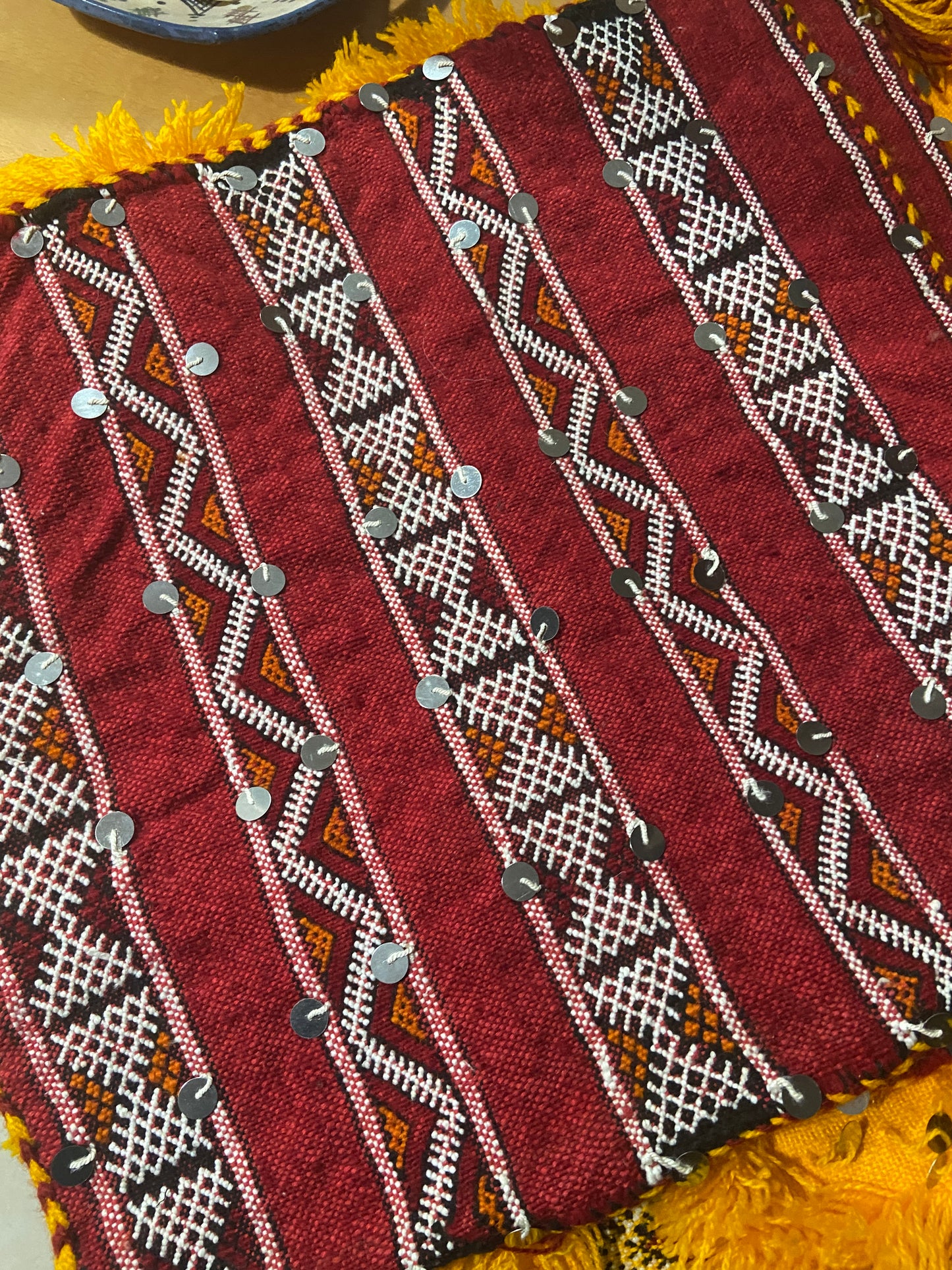 Burgundy Sequins Kilim Pillow