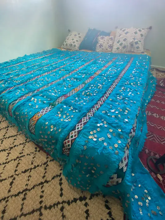 Blue Bizara Berber wedding blanket