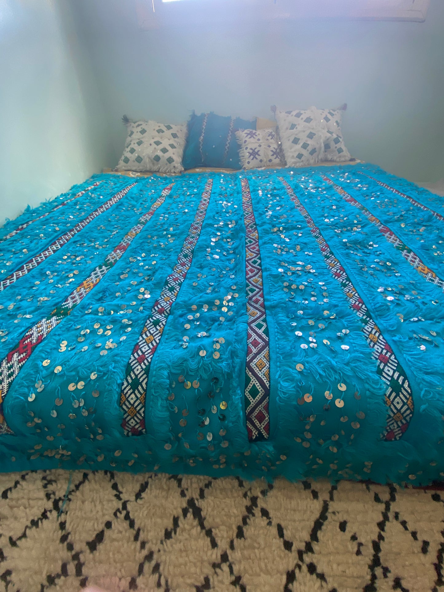 Blue Bizara Berber wedding blanket