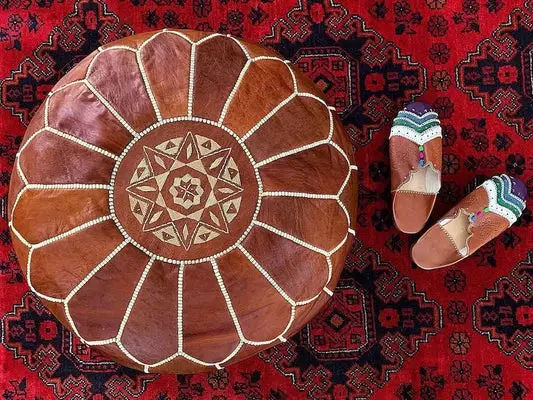 Moroccan genuine Leather Pouf