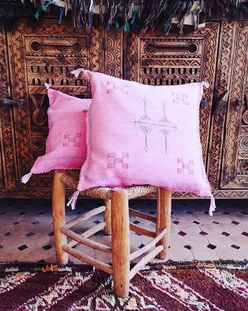 Moroccan Pink Cactus Silk Pillow cover