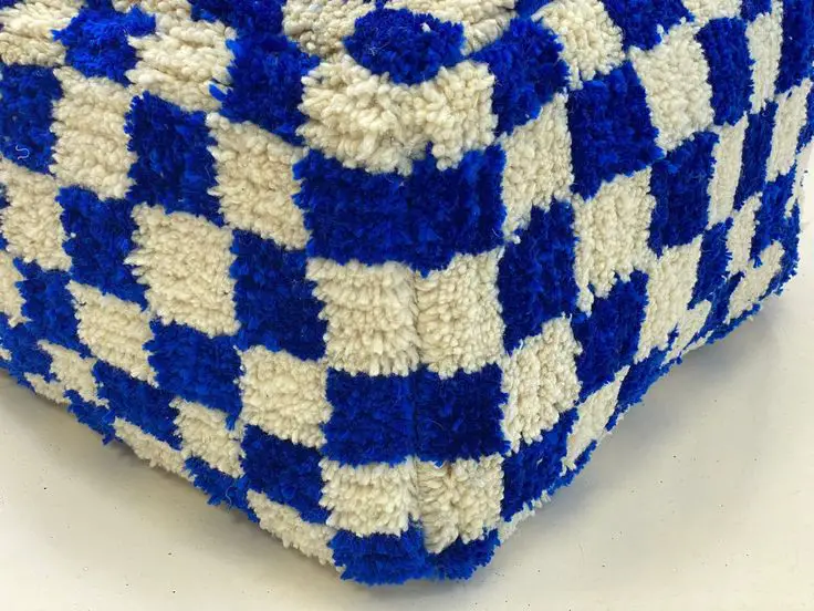 Moroccan Blue Checkered floor Pouf