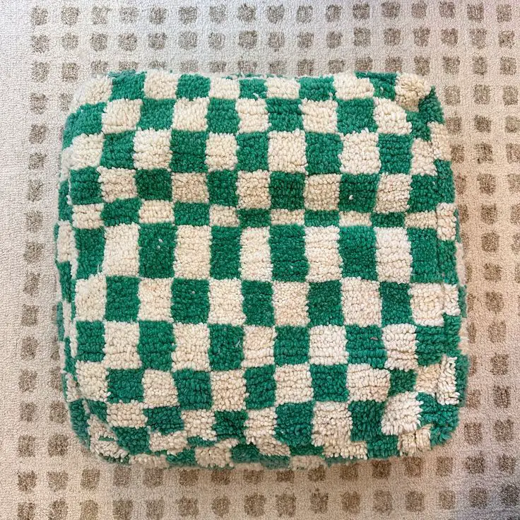 Green Moroccan Checkered Pouf