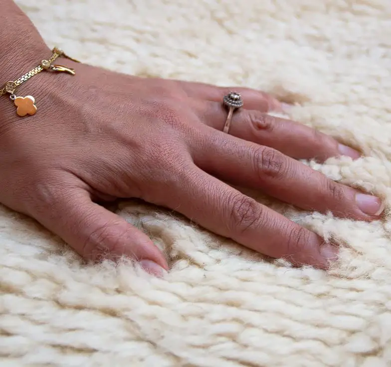 Moroccan Orange and white Berber checkered Rug