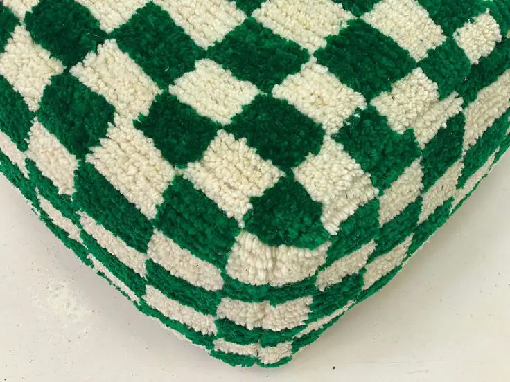 Green Moroccan Checkered Pouf