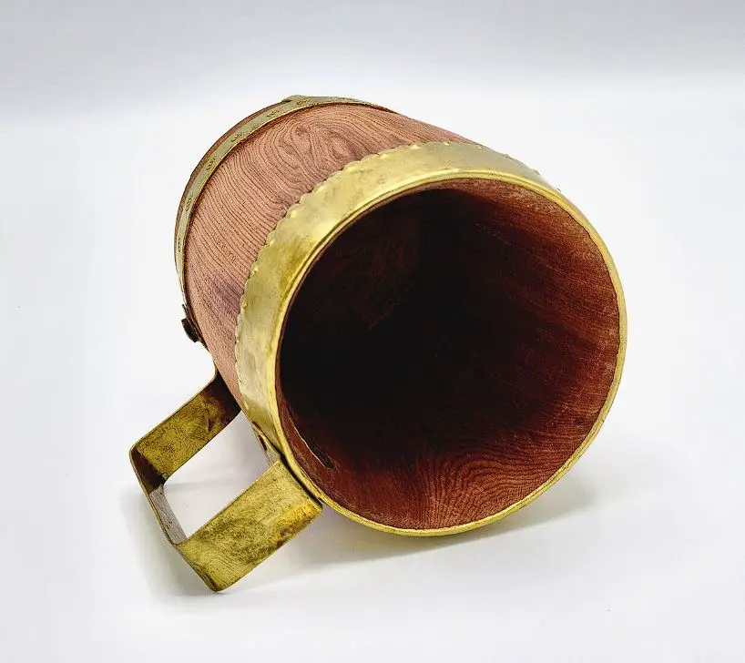 Handmade juniper wood  Drinking Mug with Brass Rings