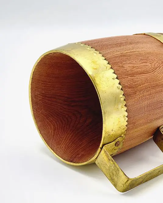 Handmade juniper wood  Drinking Mug with Brass Rings