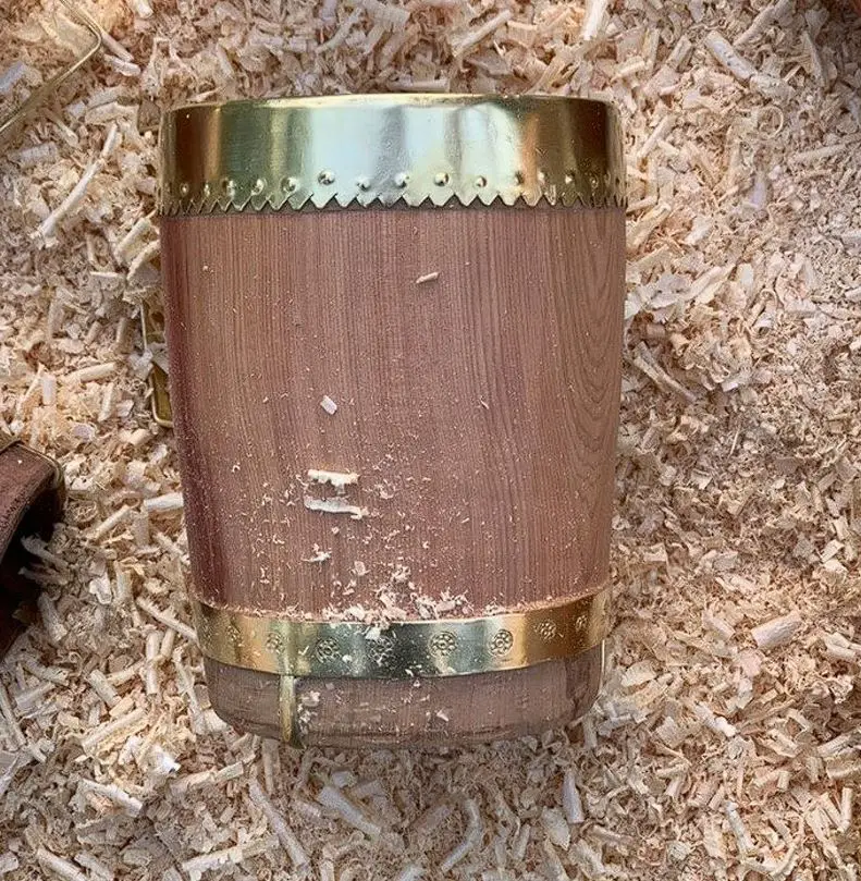 Handmade juniper wood  Drinking Mug with Brass Rings