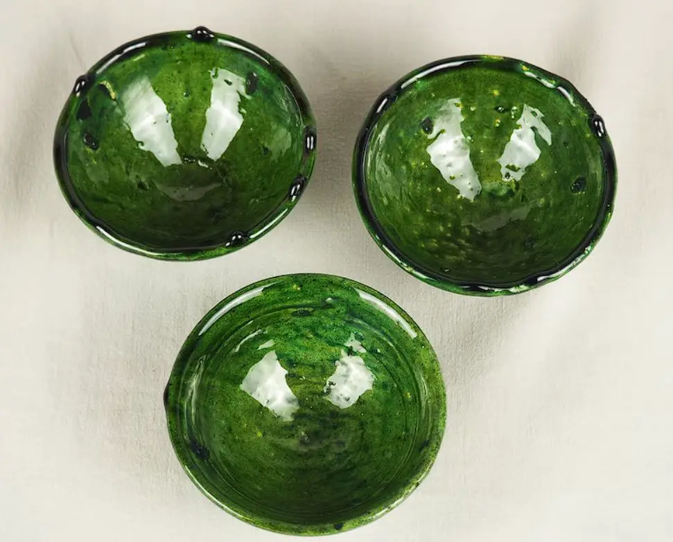 Set of 3 Moroccan Vintage Tamegroute Trinket Bowls