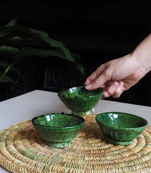 Set of 3 Moroccan Vintage Tamegroute Trinket Bowls