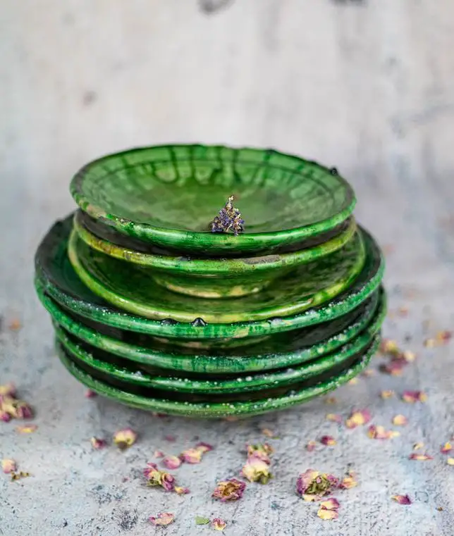 Moroccan Tamegroute Green Glazed Plate