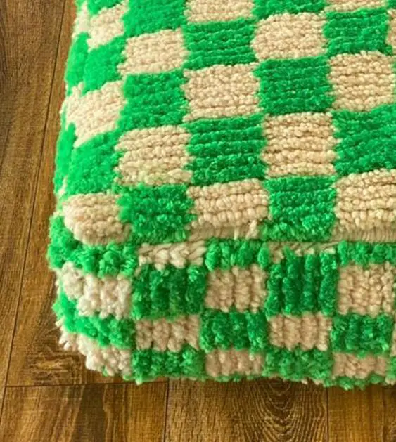 Green Moroccan Checkered Pouf